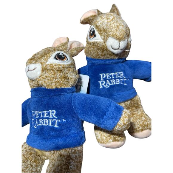 Peter Rabbit Mini Stuffed Plush Backpack Key Clip 6" Movie 2022 Lot of 2 *NEW* - Picture 6 of 7